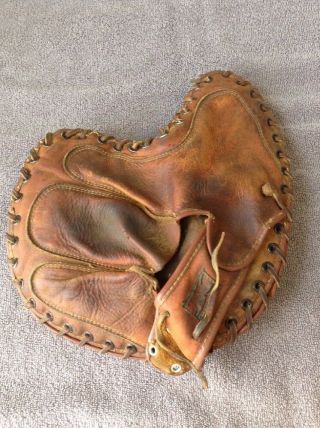 Vintage Antique Early Brown Leather Hutch Catchers Mitt Baseball Glove