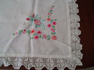 Vintage Linen Hand Embroidered Table Cloth 37 " X 36 "