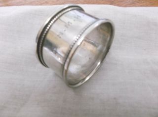 A Vintage Sterling Silver " N M H " Napkin Ring Birmingham 1918