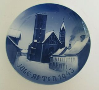 B&g 1943 Bing Grondahl Christmas Plate Ribe Cathedral Denmark