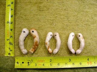 6 X Excavated Vintage Bisque Doll Arm With Hole For Wire 1.  2 - 1.  4 " Age 1890 12287
