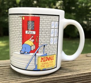Vtg The Far Side Mug Gary Larson 1986 " Midvale School For The Gifted " Coffee Cup