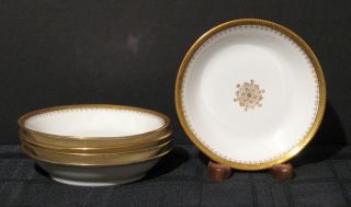 5 Antique Ls&s Limoges By Al Anchor Fruit / Soup Bowls White With Gold Design