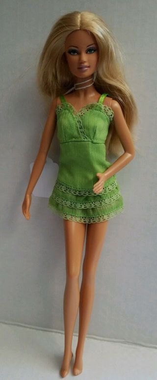 Barbie Blonde Muse Model 2008 Indonesia Mattel Vintage Doll With Green Dress