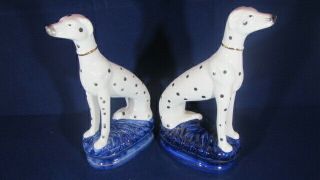 Vtg Pair Staffordshire Style Dalmatians Dogs Ceramic Porcelain Figurines 2