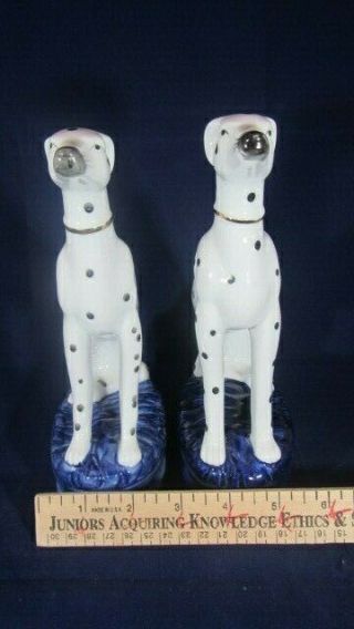 Vtg Pair Staffordshire Style Dalmatians Dogs Ceramic Porcelain Figurines 3