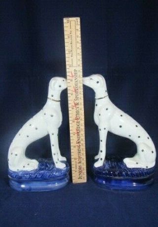 Vtg Pair Staffordshire Style Dalmatians Dogs Ceramic Porcelain Figurines 4