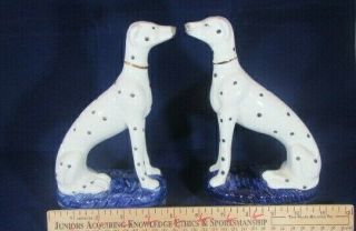 Vtg Pair Staffordshire Style Dalmatians Dogs Ceramic Porcelain Figurines 5