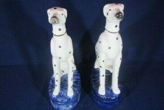 Vtg Pair Staffordshire Style Dalmatians Dogs Ceramic Porcelain Figurines 6