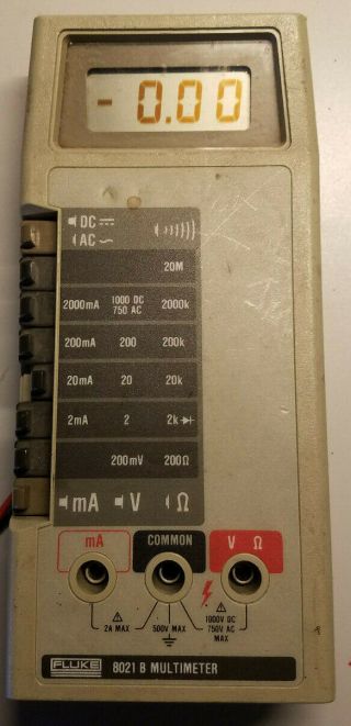 Fluke 8021b Digital Multimeter Classic Push Button Usa Made Ac Dc Volts Amps Ohm