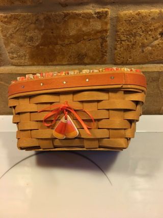 Longaberger 1999 Candy Corn Combo (basket,  Liner,  & Protector) W/ Tie On