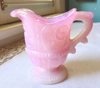 Antique English Art Glass Pink Opalescent Cream Pitcher - Ships Within 3 Days
