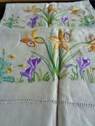 Chair Backs (antimacassars) Beautifully Hand Embroidered Spring Flowers
