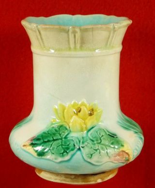 Antique Majolica Water Lily Or Pond Lily Vase