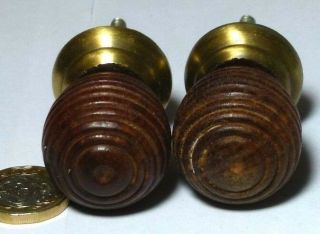 Pair Reeded Wood/wooden And Metal Chest Of Drawers Knob Handles Modern