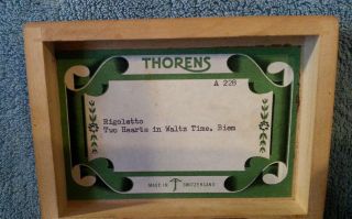 VINTAGE THORENS SWISS MUSIC BOX - TWO HEARTS IN WALTZ TIME - RIGOLETTO A 228 3