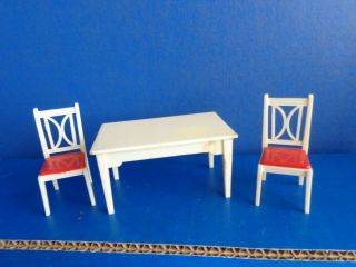 Vintage Ideal Dollhouse Table & Chairs - Hard Plastic - Mid Century