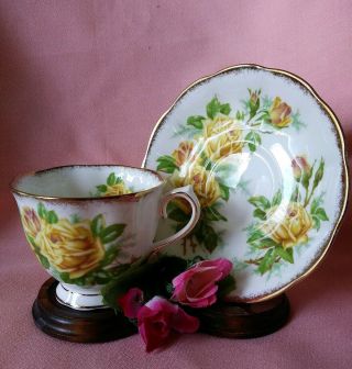 Vintage Royal Albert Yellow Roses Bone China Tea Cup & Saucer England