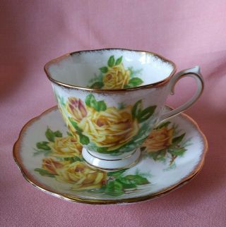 Vintage Royal Albert Yellow Roses Bone China Tea Cup & Saucer England 2