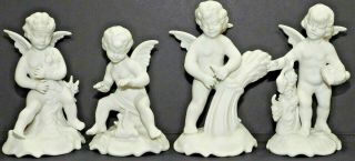 Vintage Dresden Cherubs Angels Four Seasons Set Unglazed Bisque Porcelain