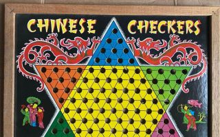 Antique Chinese Checker Board With Wooden Frame Transogram Company Wall Art 3