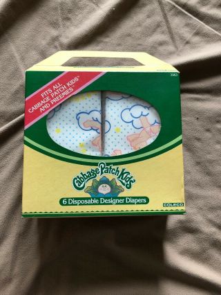 Vintage 1984 Cabbage Patch Kids Doll Disposable Diapers Coleco Open Box Of 4