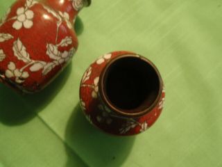 VINTAGE ANTIQUE CLOISONNE SMALL VASES BROWN AND WHITE 3