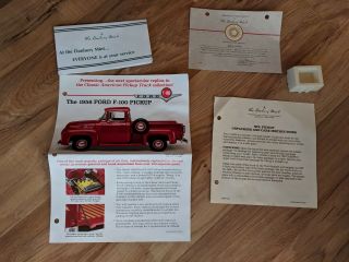 Danbury Certificate Of Registration,  Die - Cast Car Stand & Papers