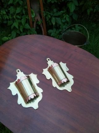 Arts And Crafts Copper And Brass Wall Pockets 1 Pair