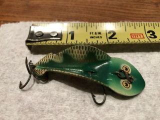Vintage Buck Perry Spoonplug Green And White With Gold Scales