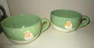 Hallmark Marjolein Bastin Birds In Snow Green 20oz Large Soup Mugs