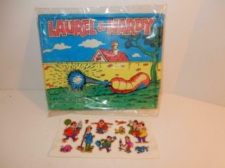 Vintage Laurel & Hardy Stickers & Tray 1980s 1983 Larry Harmon Pictures