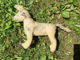 Poor Antique Vintage German Shepherd Dog Mohair 9” Tall Loved Darling