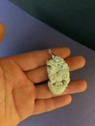 100 Lantian Jade Hand Carved Pi - Xiu Pendant