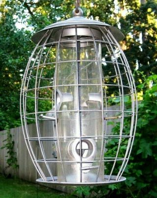 Large 4 - Station Squirrel Proof Bird Feeder Hanging Metal Dome Cage Garden Decor