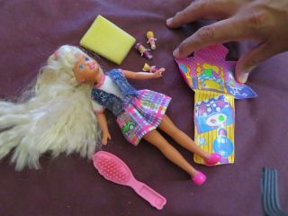Loose Vintage 1994 Polly Pocket Stacie Barbie With 3 Polly Pocket Dolls 10 Items
