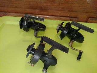 3 Vintage Fishing Reels Spinning 1 Zebco 707 And 2 Great Lakes 77 5