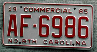 1) Vintage Antique 1985 North Carolina License Plate - Af - 6986 - Commercial