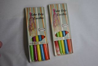 Vintage Lee Ward 8 " Color Drip Candles 70 