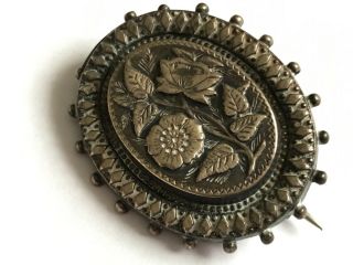 Antique Victorian 1890’s Silver Flowers Brooch Pin.  1 1/2”