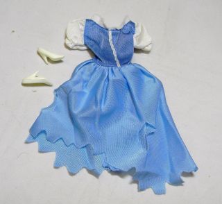 Barbie Doll Size Vintage Cinderalla Maid White & Blue Maid Dress,  Shoes