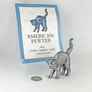 Vintage American Pewter Franklin Curio Cabinet Cat From Estate