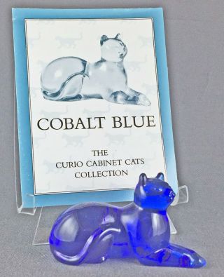 Vintage Cobalt Blue Franklin Curio Cabinet Cat From Estate
