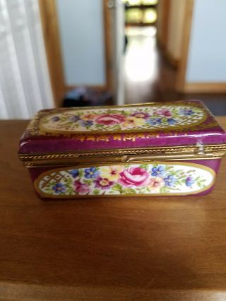 Vintage Limoges,  France Hand - Painted Trinket Box
