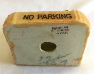 OCCUPIED JAPAN PORCELAIN DOG PEEING ON FIRE HYDRANT ASHTRAY,  NO PARKING 5
