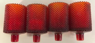Faroy Glass Red Peg Votive Candle Holder Diamond Cut Set Of 4 Usa C4