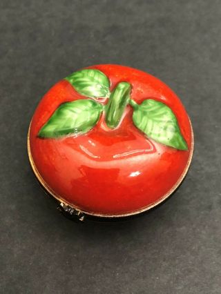 Limoges - Apple - Hinged Porcelain,  Hand Painted Trinket Box From France