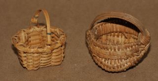 Vintage Miniature Woven Baskets 2 Signed & Numbered Dollhouse Pag Collectible