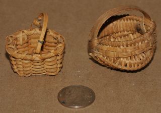Vintage Miniature Woven Baskets 2 Signed & Numbered Dollhouse PAG Collectible 4