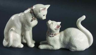 Lenox White Jeweled Cats Awake To A Kiss Swarovski Crystals